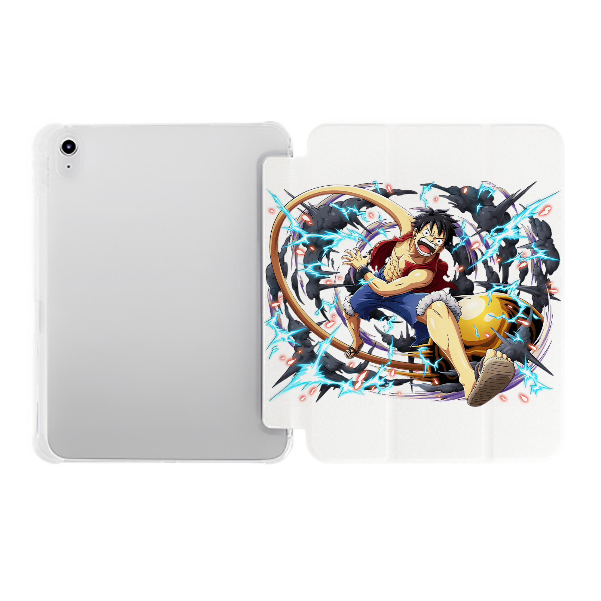 （画像用） ワンピース モンキー・D・ルフィ ONE PIECE Monkey D. Luffy IPad ケース ペン収納付き 三つ折りスタンド PUレザー×シリコン 対応機種9.5/10.5/10.9インチ